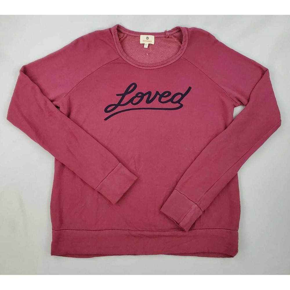 Sundry Loved Graphic Sweatshirt Pullover Red Cotton Blend USA Made Sz 1 S